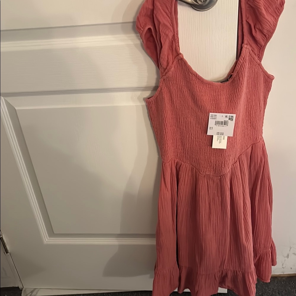 American Eagle Outfitters Red Tiered Flutter Sleeve Sundress